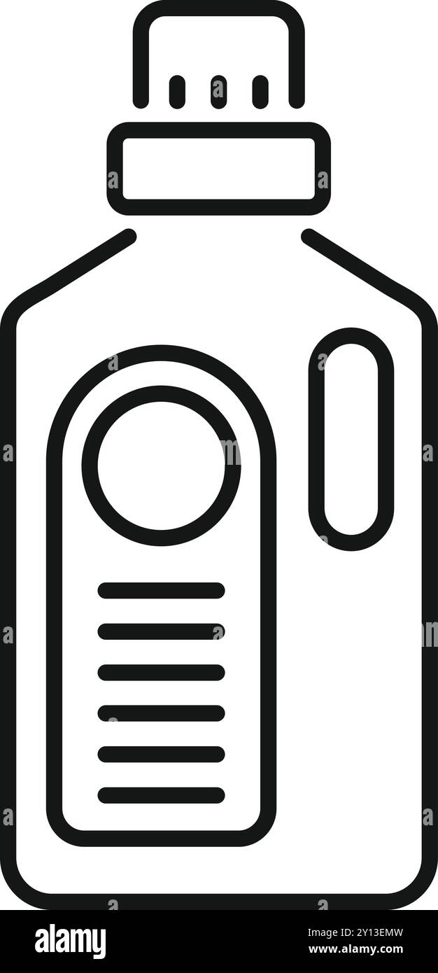 Questa è un'illustrazione di una bottiglia di plastica per il prodotto per la pulizia con un tappo con un'etichetta incollata per il marchio Illustrazione Vettoriale