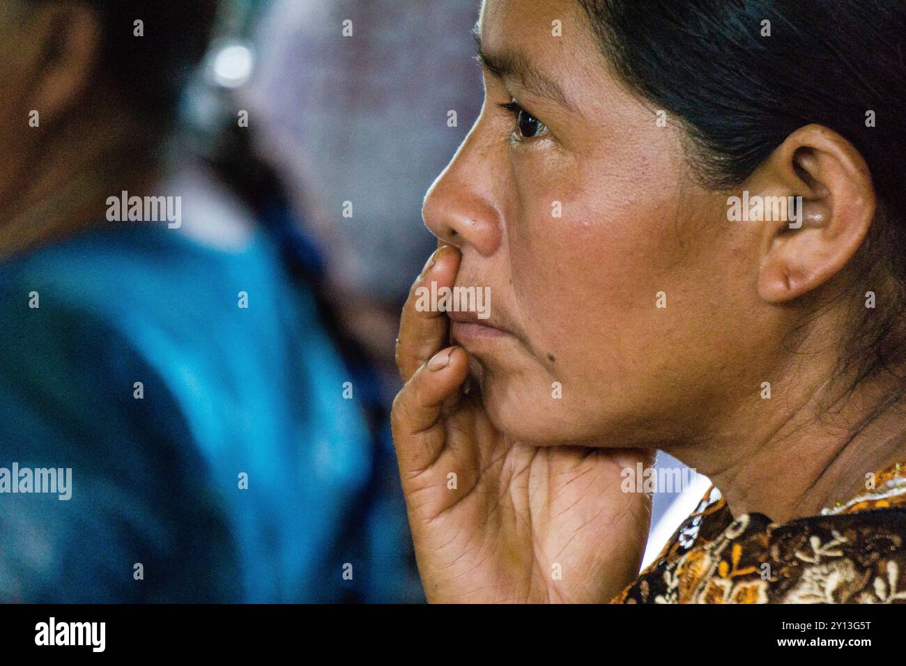 Corso di formazione per ostetriche tradizionali della zona di Reyna, la Taña, Reina, Uspantán, Quiche, Guatemala. Foto Stock