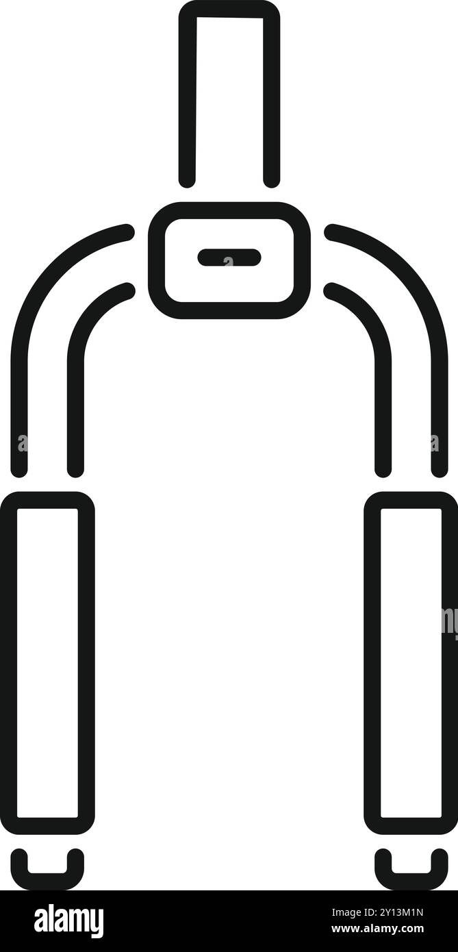 Questa semplice icona vettoriale rappresenta una forcella di sospensione per bici, una parte essenziale delle mountain bike Illustrazione Vettoriale
