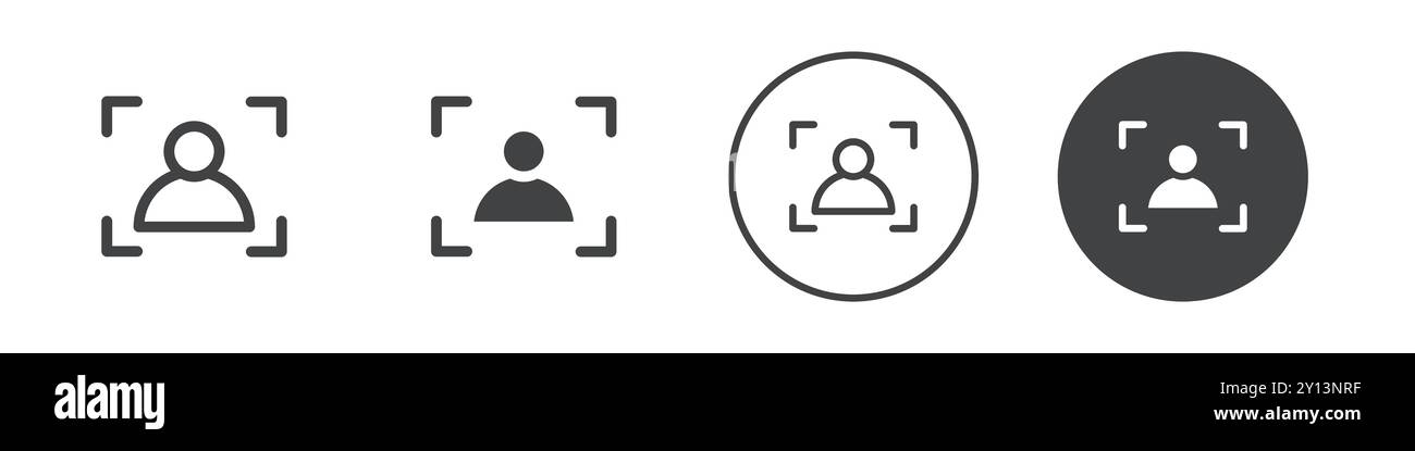 icona di messa a fuoco della fotocamera simbolo vettoriale semplice contorno del logo della collezione Illustrazione Vettoriale