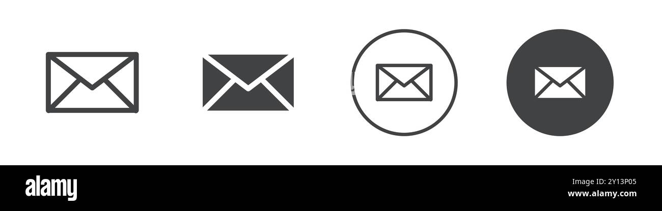 Icona del messaggio e-mail simbolo vettoriale semplice contorno del logo del set di collezioni Illustrazione Vettoriale