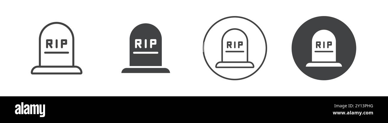 Icona Tombstone semplice simbolo vettoriale piatto delinea il logo del set di collezioni Illustrazione Vettoriale