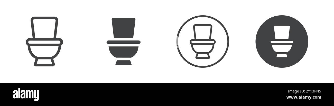 Icona della ciotola del WC simbolo vettoriale piatto semplice contorno del logo della collezione Illustrazione Vettoriale
