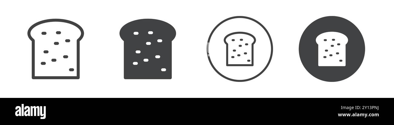 Icona pane tostato semplice simbolo vettoriale piatto contorno set collezione logo Illustrazione Vettoriale