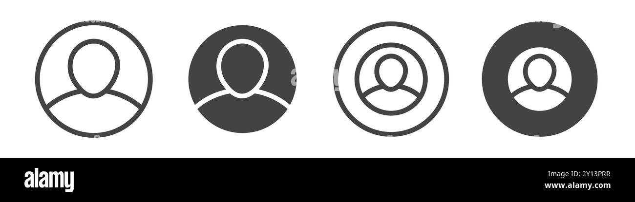 Icona avatar dell'account utente simbolo vettoriale semplice contorno del set di collezioni Illustrazione Vettoriale