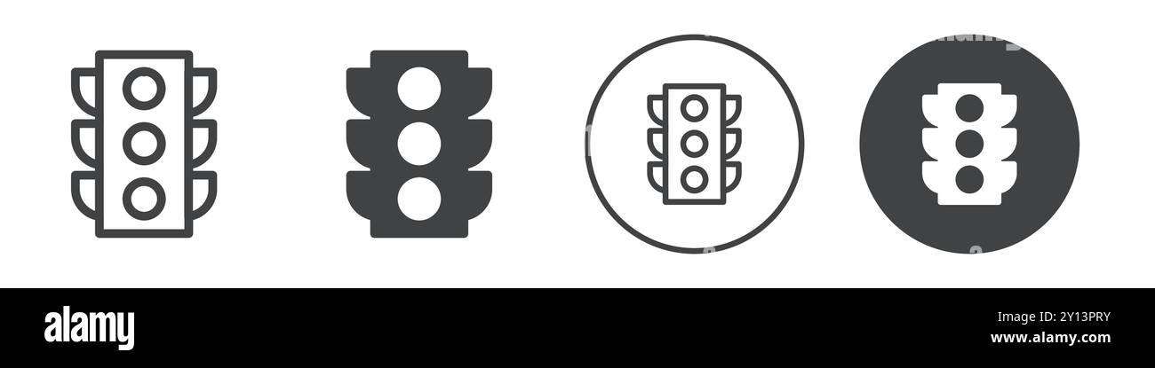 Icona semaforo simbolo vettoriale piatto semplice contorno del set di collezioni logo Illustrazione Vettoriale