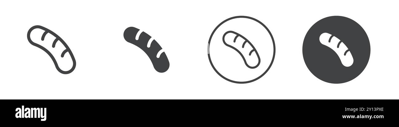 Icona salsiccia simbolo vettoriale piatto semplice contorno del logo del set della collezione Illustrazione Vettoriale