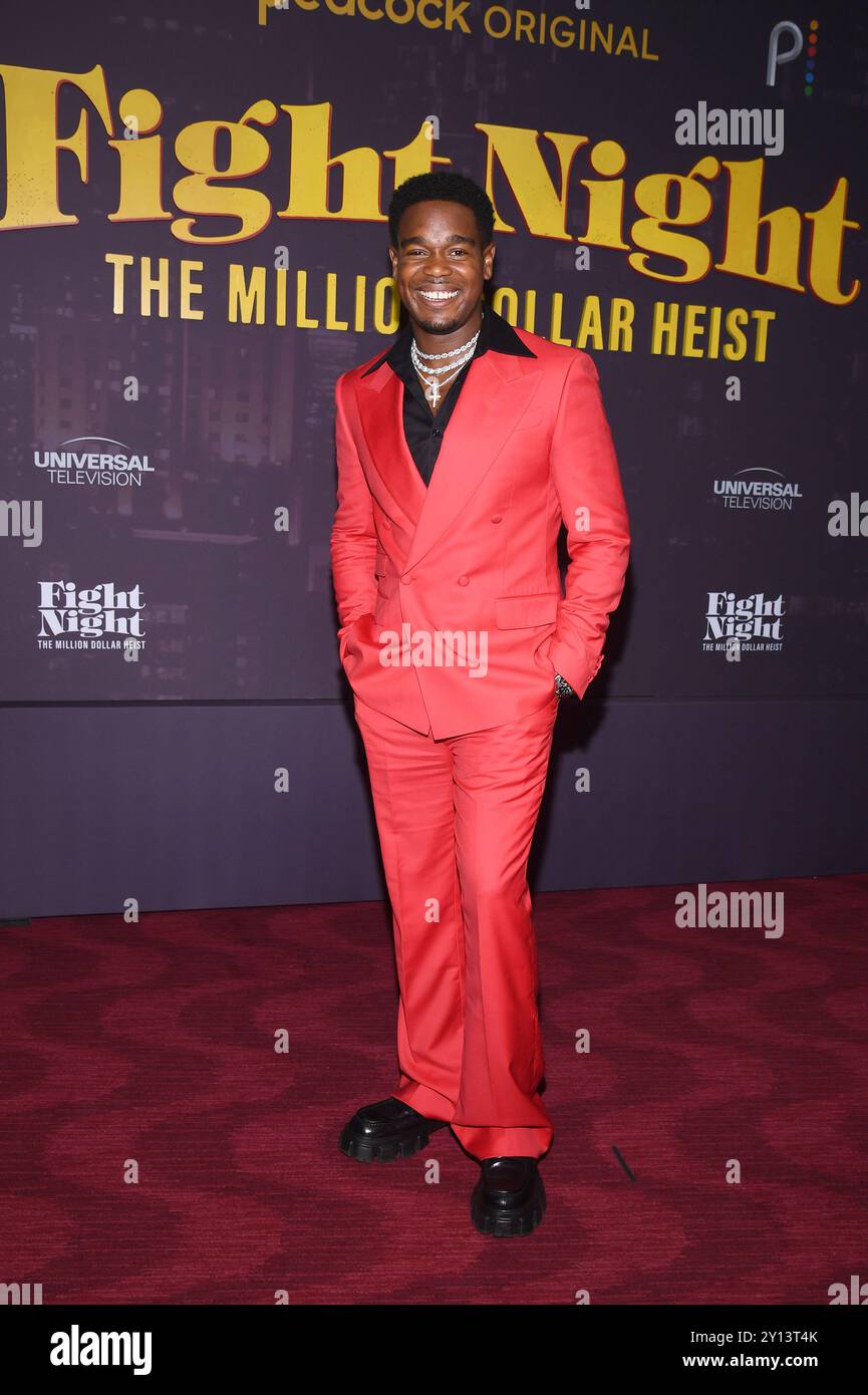 New York, Stati Uniti. 4 settembre 2024. Dexter Darden partecipa alla prima di "Fight Night: The Million Dollar Heist" tenutasi al Jazz Lincoln Center, New York, New York, 4 settembre 2024. (Foto di Anthony Behar/Sipa USA) credito: SIPA USA/Alamy Live News Foto Stock