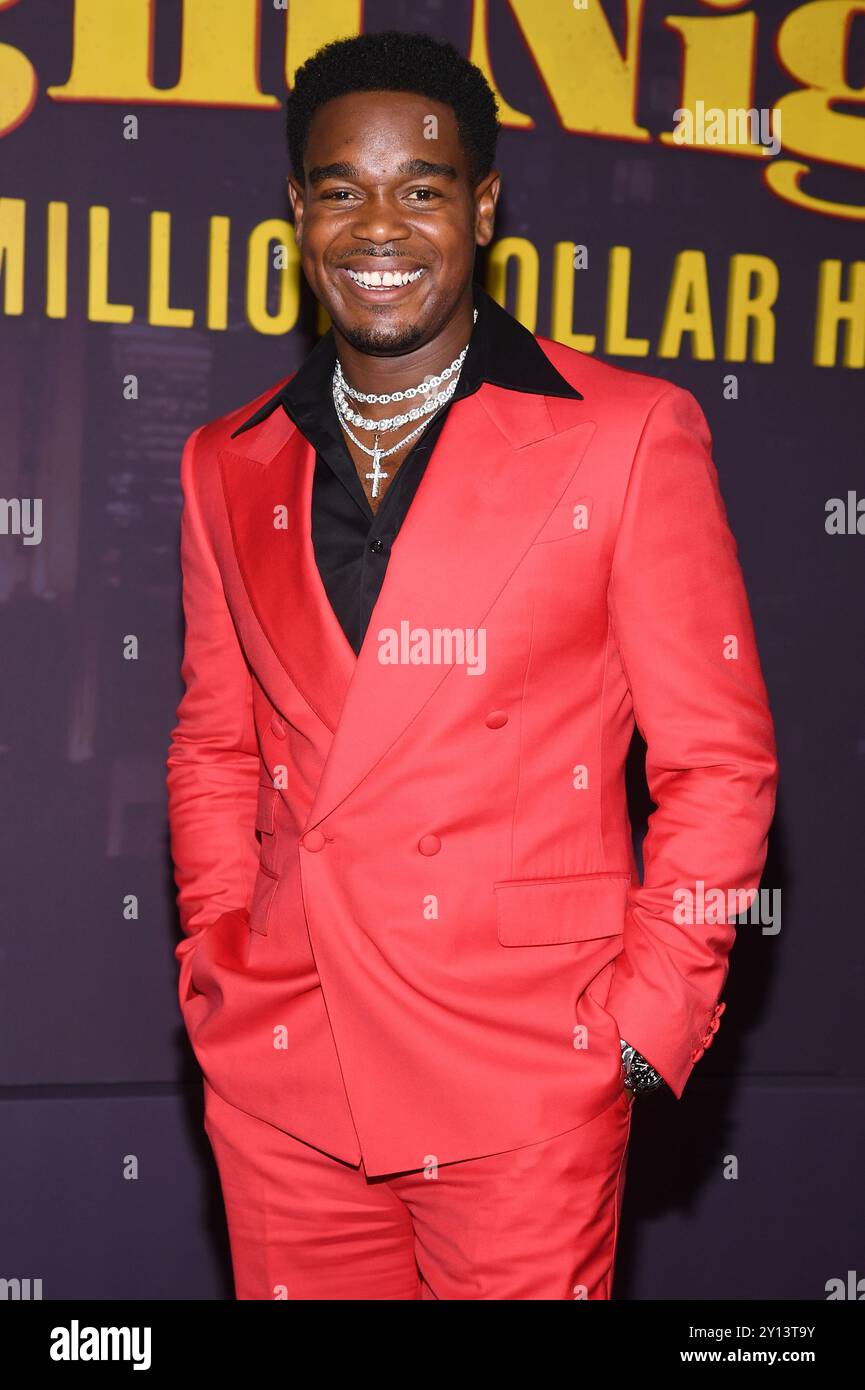 New York, Stati Uniti. 4 settembre 2024. Dexter Darden partecipa alla prima di "Fight Night: The Million Dollar Heist" tenutasi al Jazz Lincoln Center, New York, New York, 4 settembre 2024. (Foto di Anthony Behar/Sipa USA) credito: SIPA USA/Alamy Live News Foto Stock