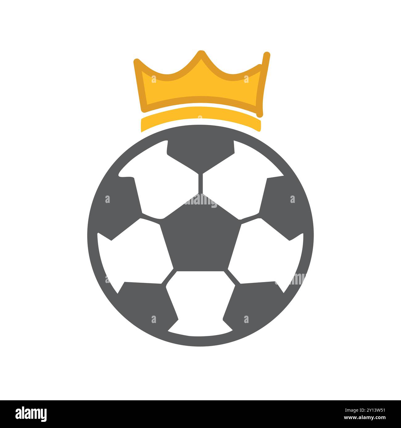 Campione di calcio. Pallone da calcio con corona dorata, simbolo della vittoria, del trionfo e del successo nello sport. Illustrazione Vettoriale