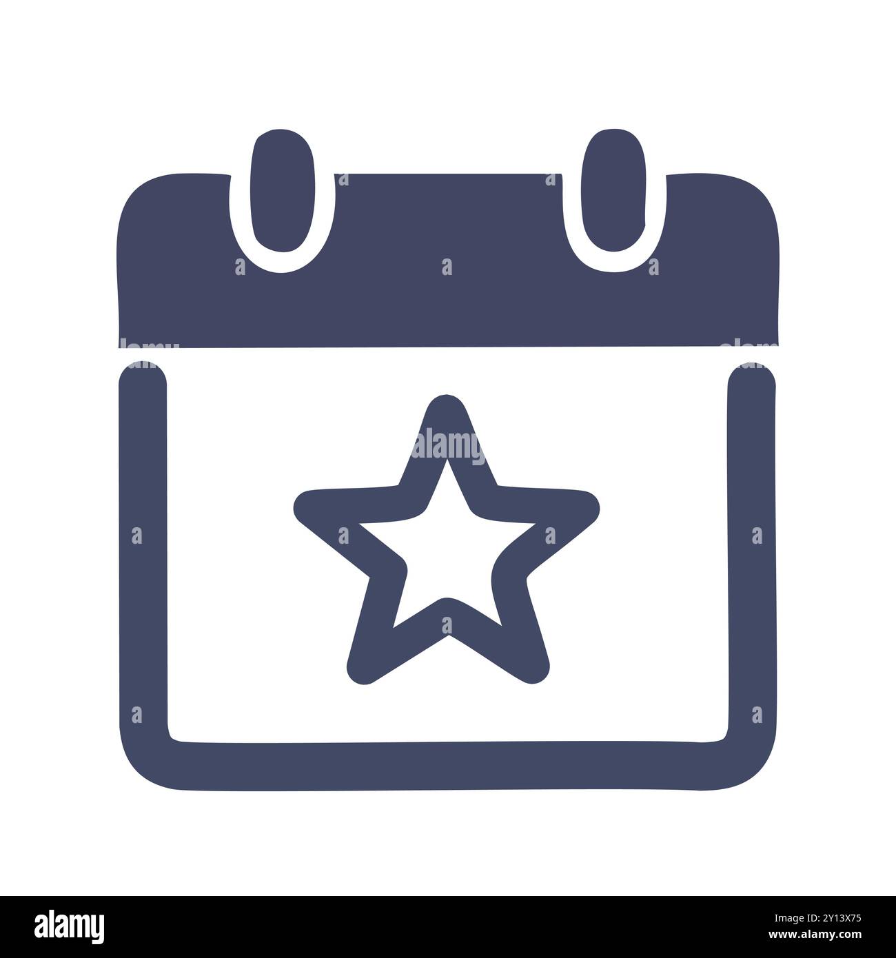 Icona della stella del calendario. Calendario con un'icona a stella, che simboleggia una data importante o un'occasione speciale. Perfetto per la pianificazione, gli eventi e i promemoria. Illustrazione Vettoriale