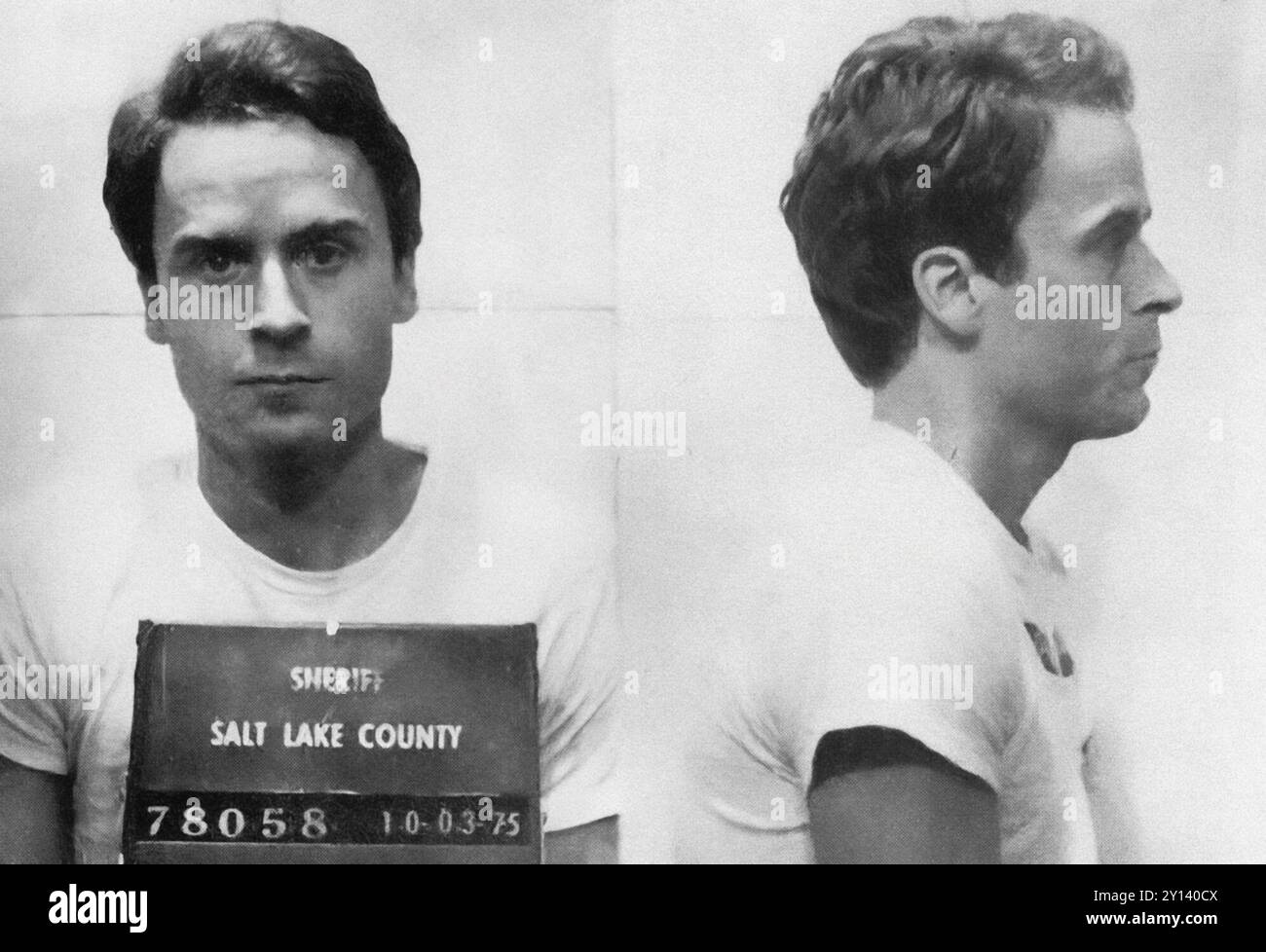Il serial killer Ted Bundy, Salt Lake County, 1975, è stato potenziato digitalmente. Foto Stock