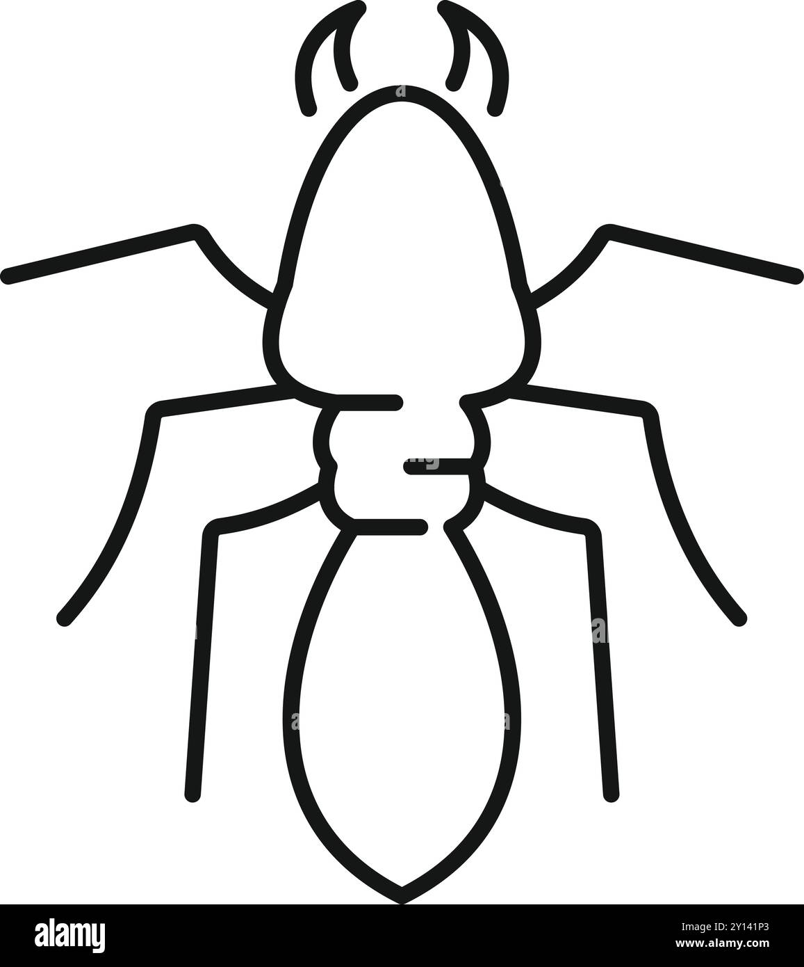 Semplice icona di termite in stile contorno che mostra un insetto con una testa e un torace grandi Illustrazione Vettoriale