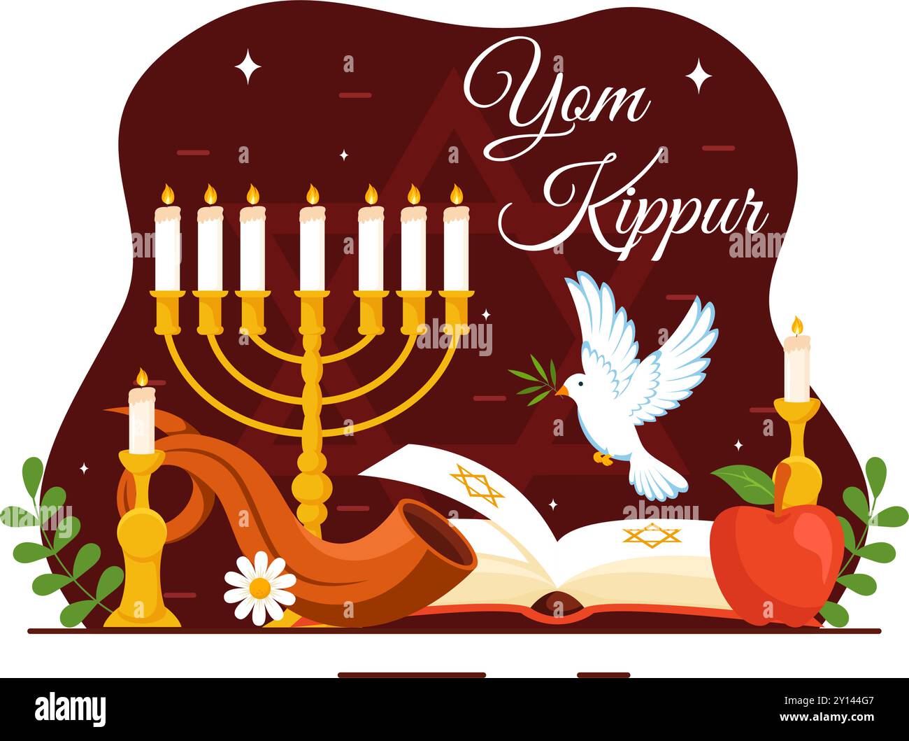 Celebrazione dello Yom Kippur o augurarvi un'illustrazione vettoriale del giorno Santo per il giorno dell'Ebraismo e per la Festa ebraica sullo sfondo Illustrazione Vettoriale