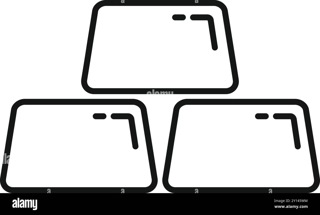 Semplice icona vettoriale di tre barre d'oro, che simboleggia ricchezza, investimenti e successo finanziario Illustrazione Vettoriale