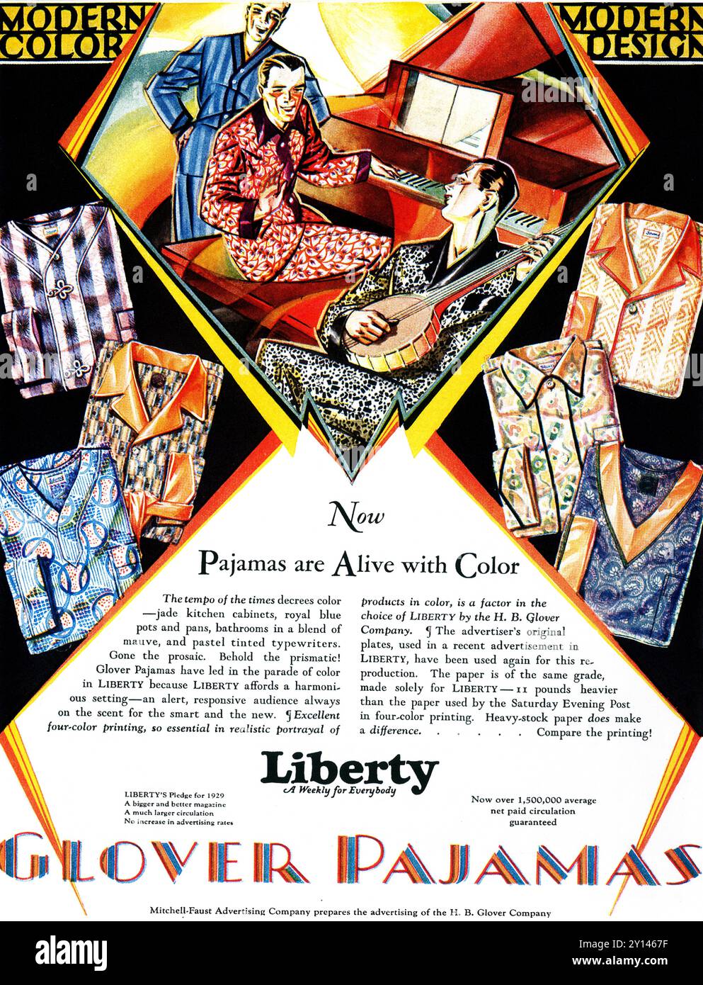 1929 annuncio Liberty's Pajamas uomo - H B Glover Co Foto Stock