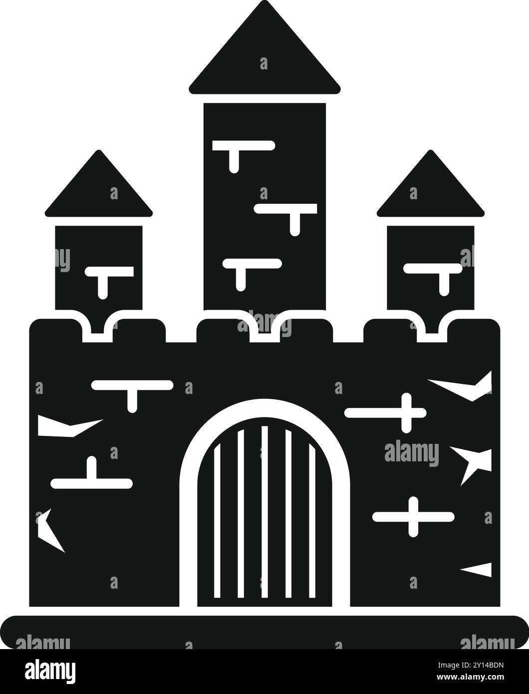 Sagoma nera di un castello che rappresenta la storia, i reali e il turismo Illustrazione Vettoriale