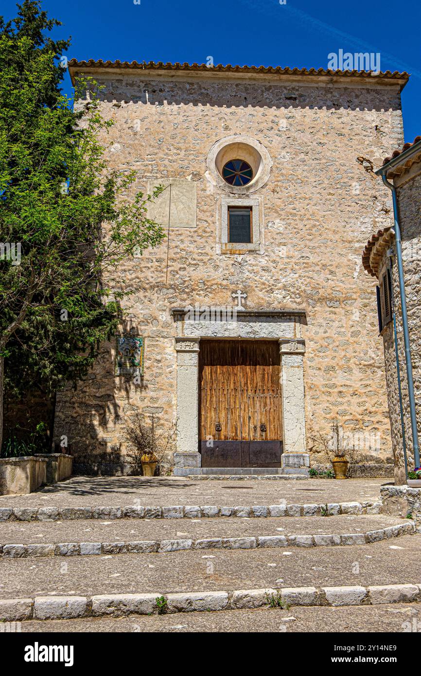 parrocchia di Sant Jordi, Orient, Sierra de Tramuntana, Maiorca, Isole Baleari, Spagna. Foto Stock