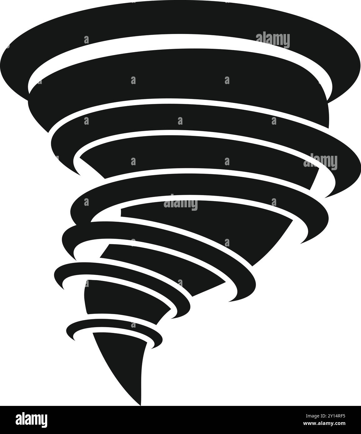 Silhouette nera di un potente tornado che ruota e forma un vortice Illustrazione Vettoriale