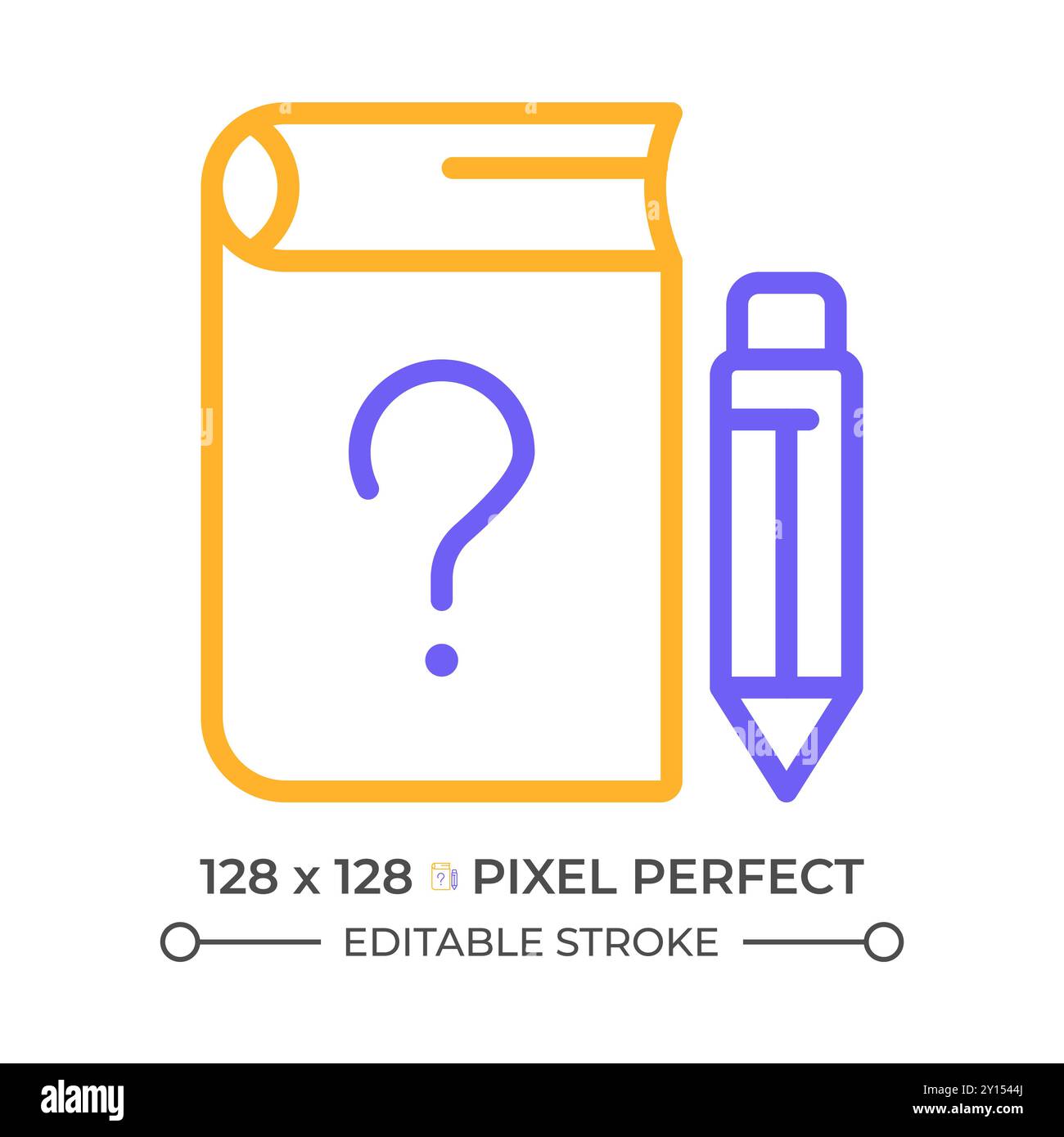 Icona della linea colorata domanda scolastica due Illustrazione Vettoriale