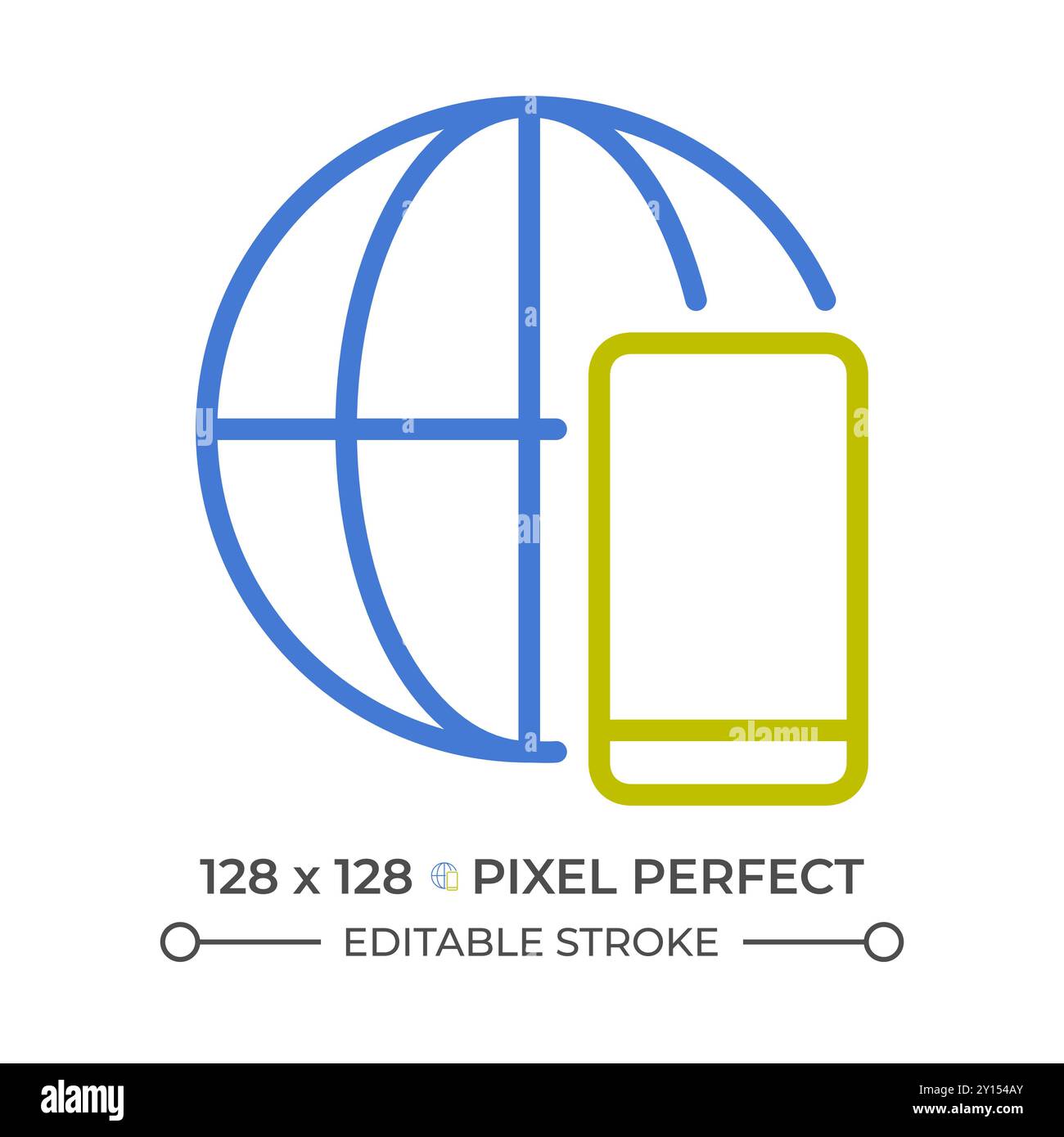 Icona della linea a due colori per la comunicazione globale Illustrazione Vettoriale