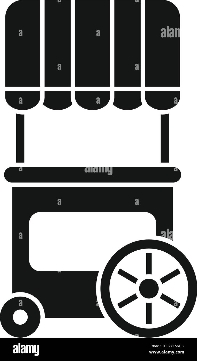 Questa icona rappresenta un carrello mobile di cibo di strada, spesso presente in ambienti urbani, che vende cibo e bevande Illustrazione Vettoriale
