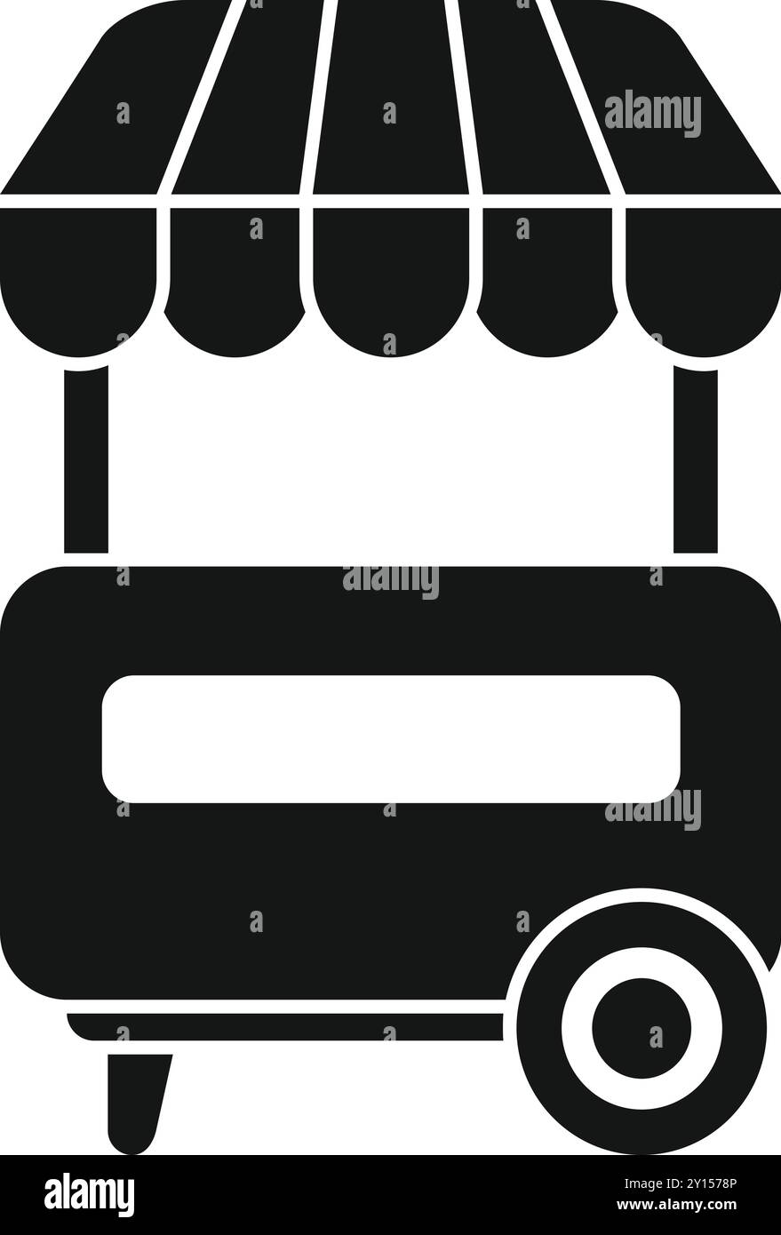 Semplice icona vettoriale di un carrello di cibo di strada, perfetto per rappresentare i venditori di cibo e i ristoranti mobili Illustrazione Vettoriale