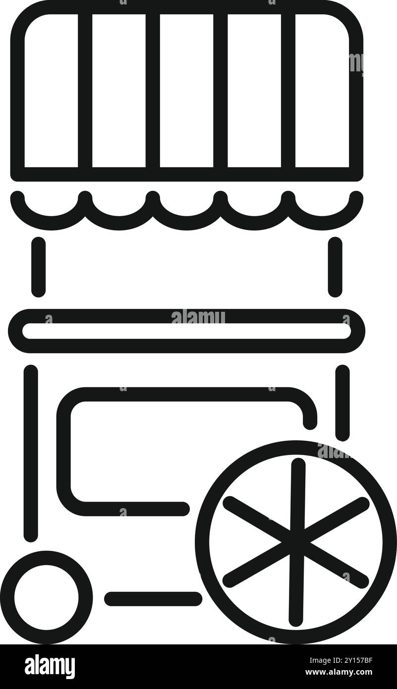 Semplice icona di linea di un carrello di cibo di strada, perfetto per progetti relativi a cibo, venditori ambulanti e stile di vita urbano Illustrazione Vettoriale
