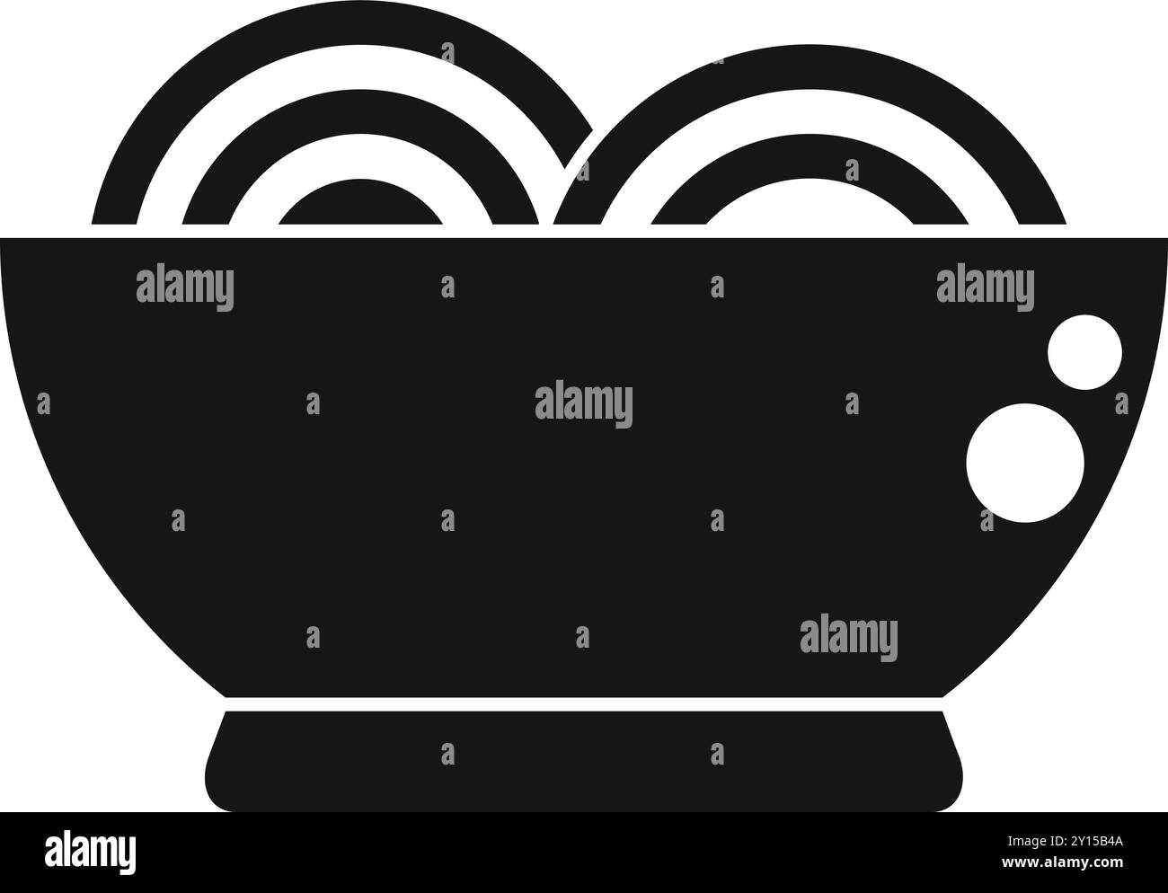 Questa illustrazione vettoriale presenta un design semplice ma iconico di una ciotola traboccante di spaghetti, perfetta per progetti relativi a cibo, ristoranti e cucina asiatica Illustrazione Vettoriale