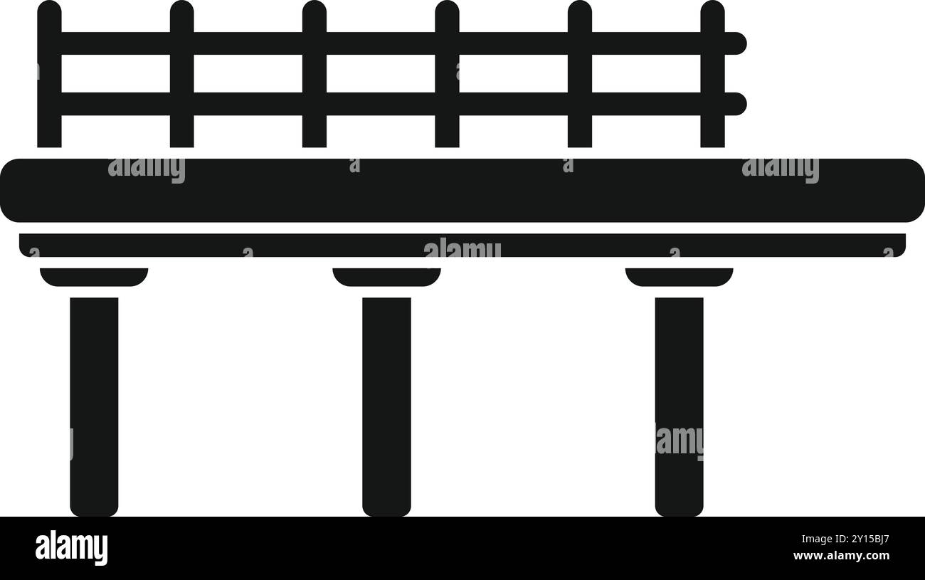 Semplice icona vettoriale in bianco e nero di un ponte che collega due lati Illustrazione Vettoriale