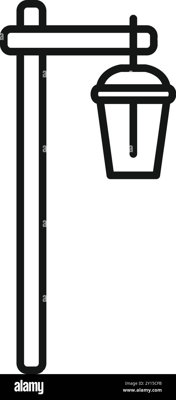 Icona lampione stradale che rappresenta una fonte di luce nelle aree urbane, nei parchi e nelle strade Illustrazione Vettoriale