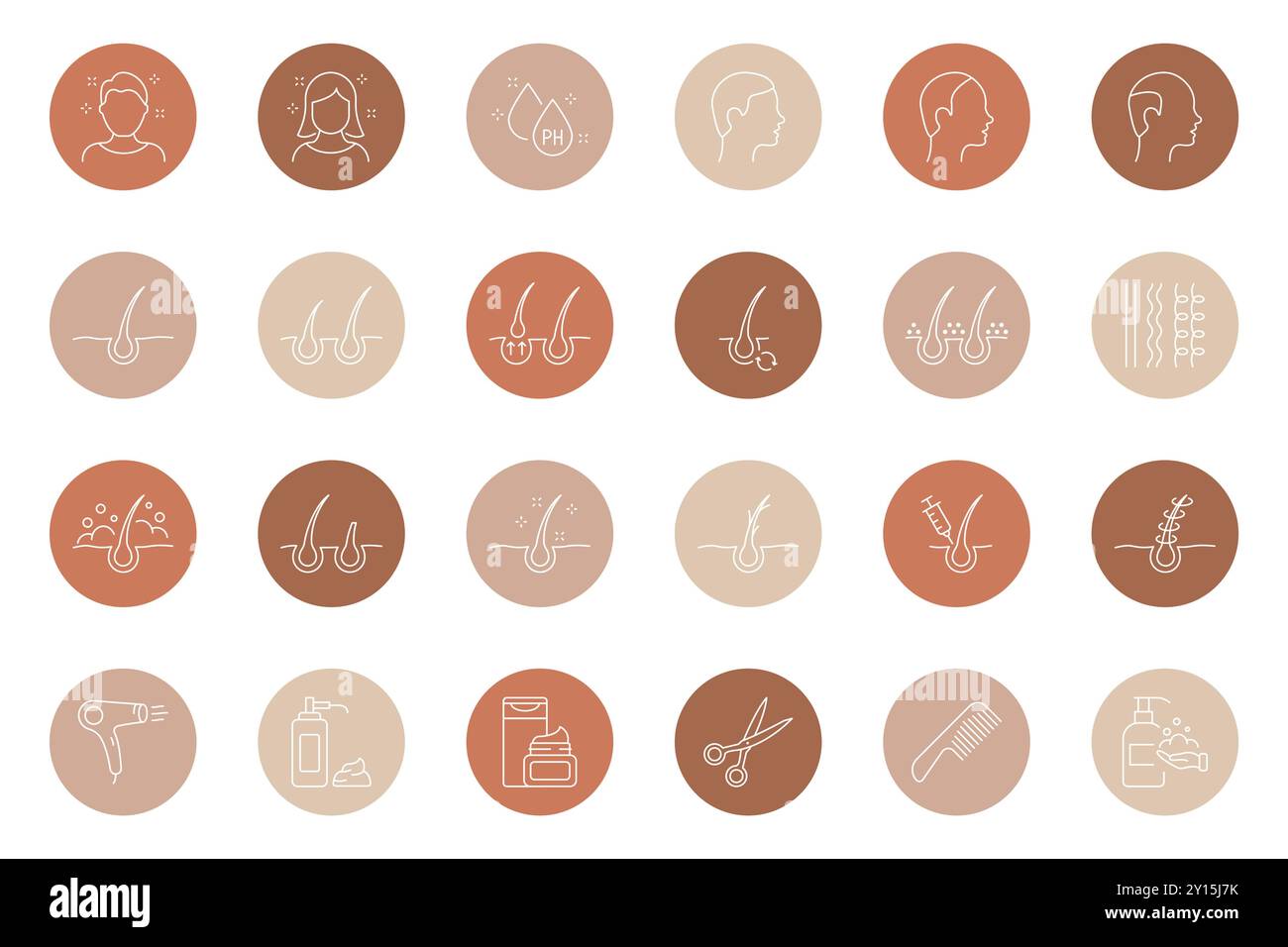 Evidenzia il set di icone linea. Storie tratta le icone lineari. Punti di forza per i Beauty Blogger, il barbiere o il parrucchiere. Presentazione del pittogramma per i social Illustrazione Vettoriale