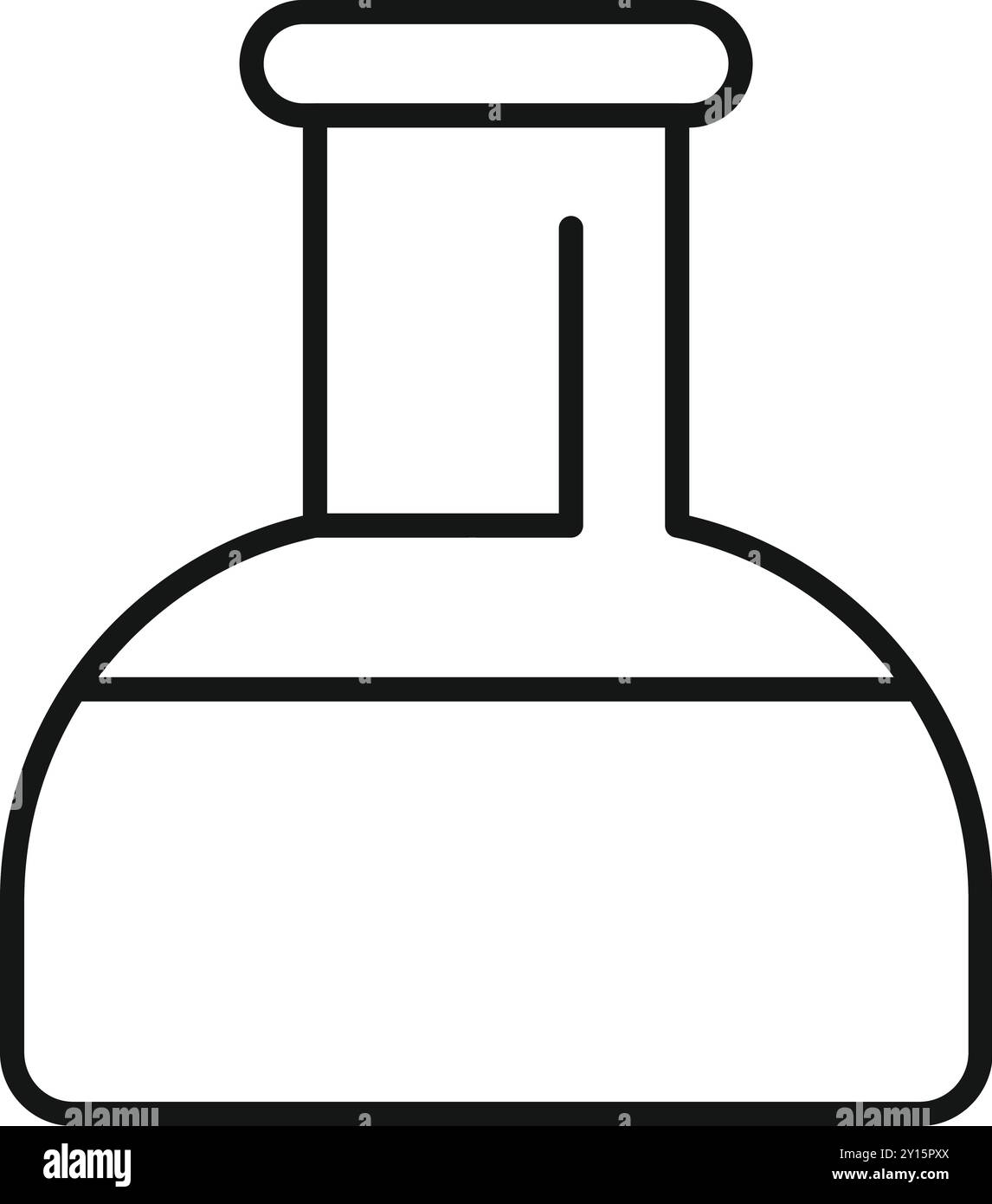 Questa icona di un flacone chimico contenente liquido rappresenta la sperimentazione scientifica e la scoperta Illustrazione Vettoriale