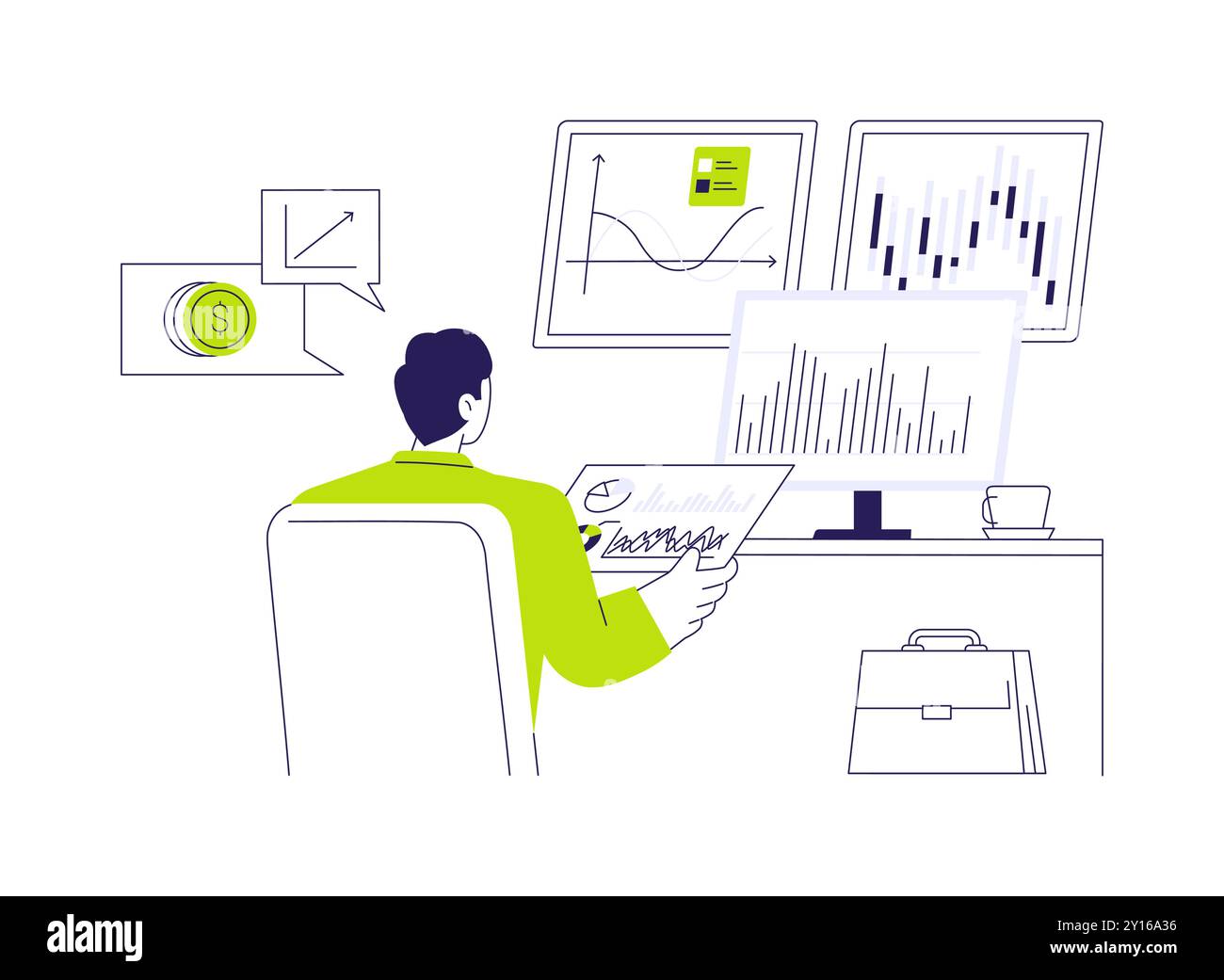 Strategia di investimento basata sui dati illustrazione astratta del vettore concettuale. Illustrazione Vettoriale