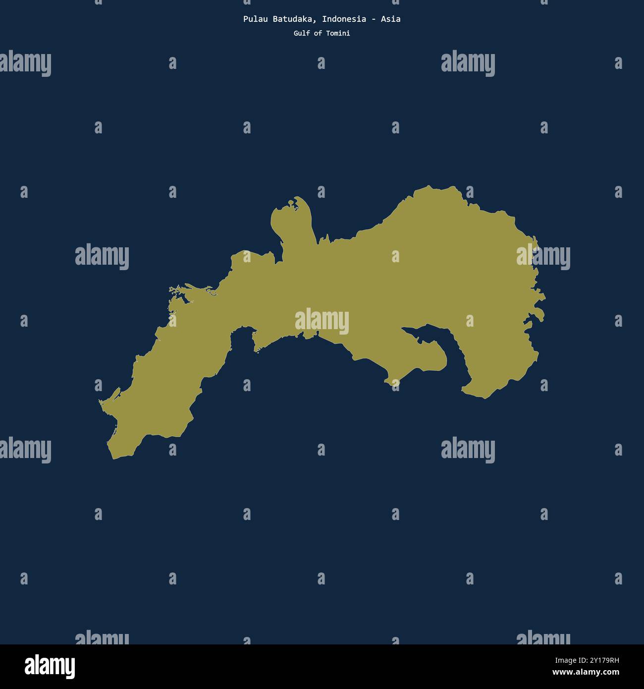 Forma di Pulau Batudaka nel Golfo di Tomini, appartenente all'Indonesia Foto Stock