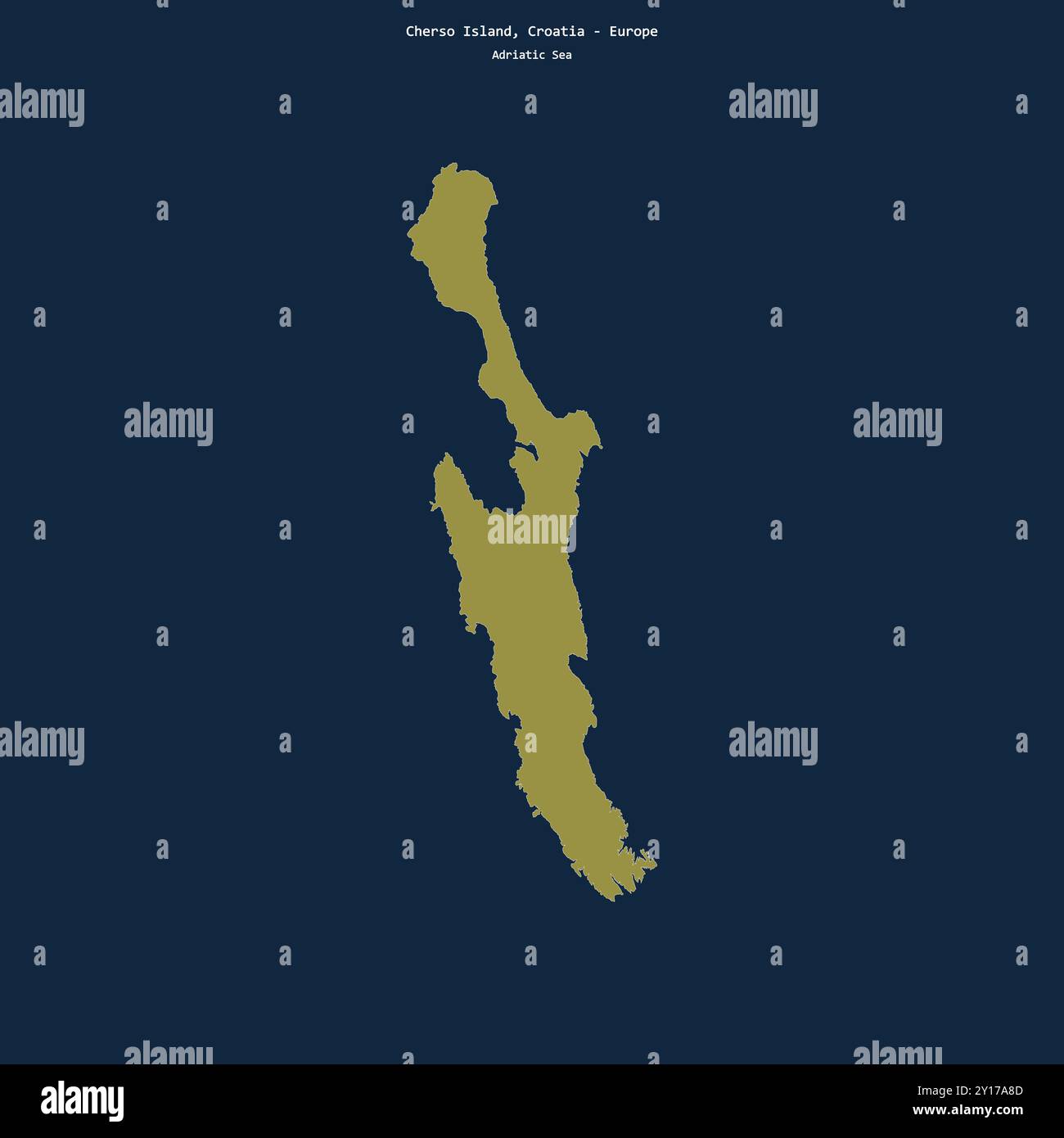 Forma dell'isola di Cherso nel Mare Adriatico, appartenente alla Croazia Foto Stock