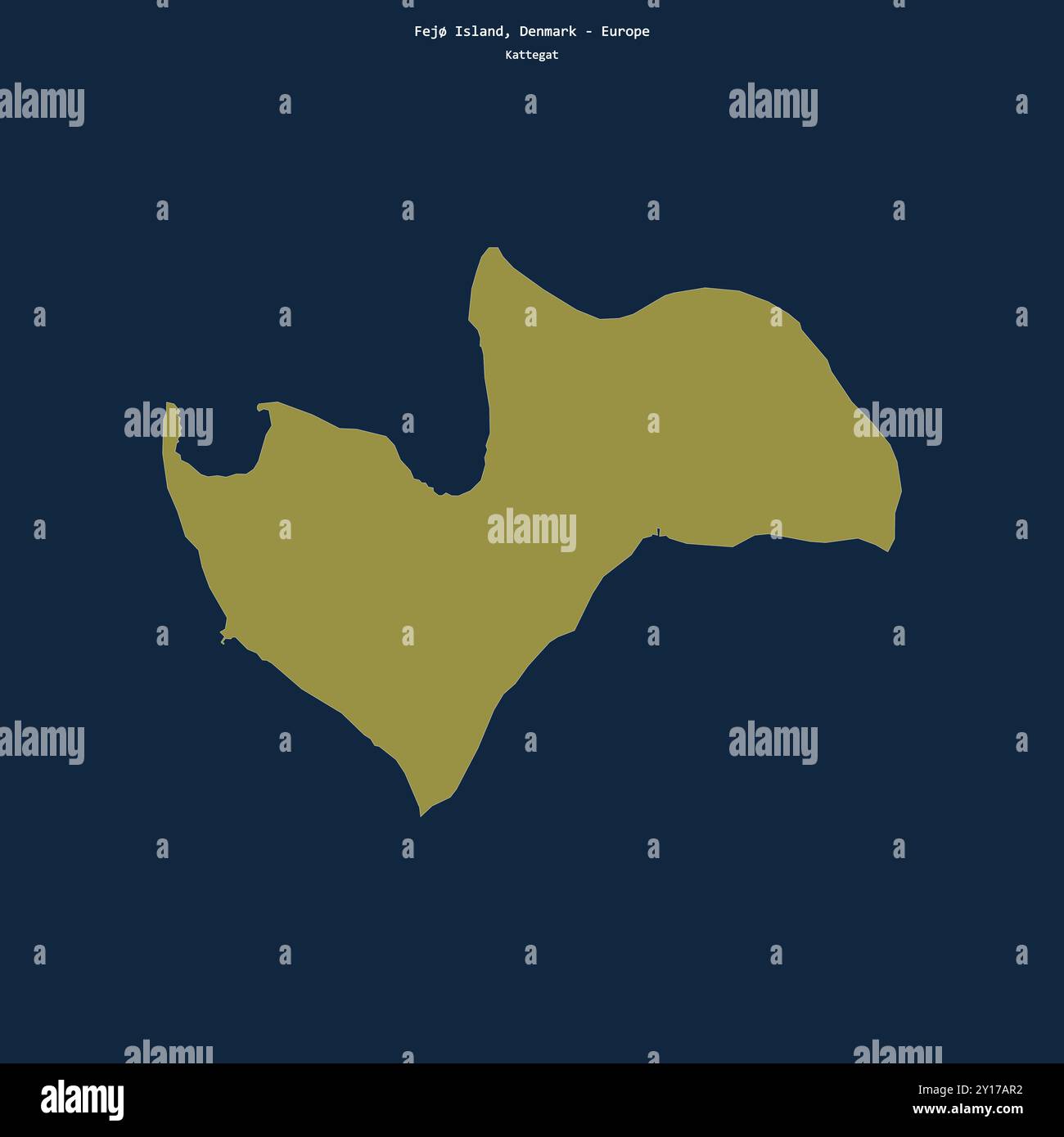 Forma dell'isola di Fej nel Kattegat, appartenente alla Danimarca Foto Stock