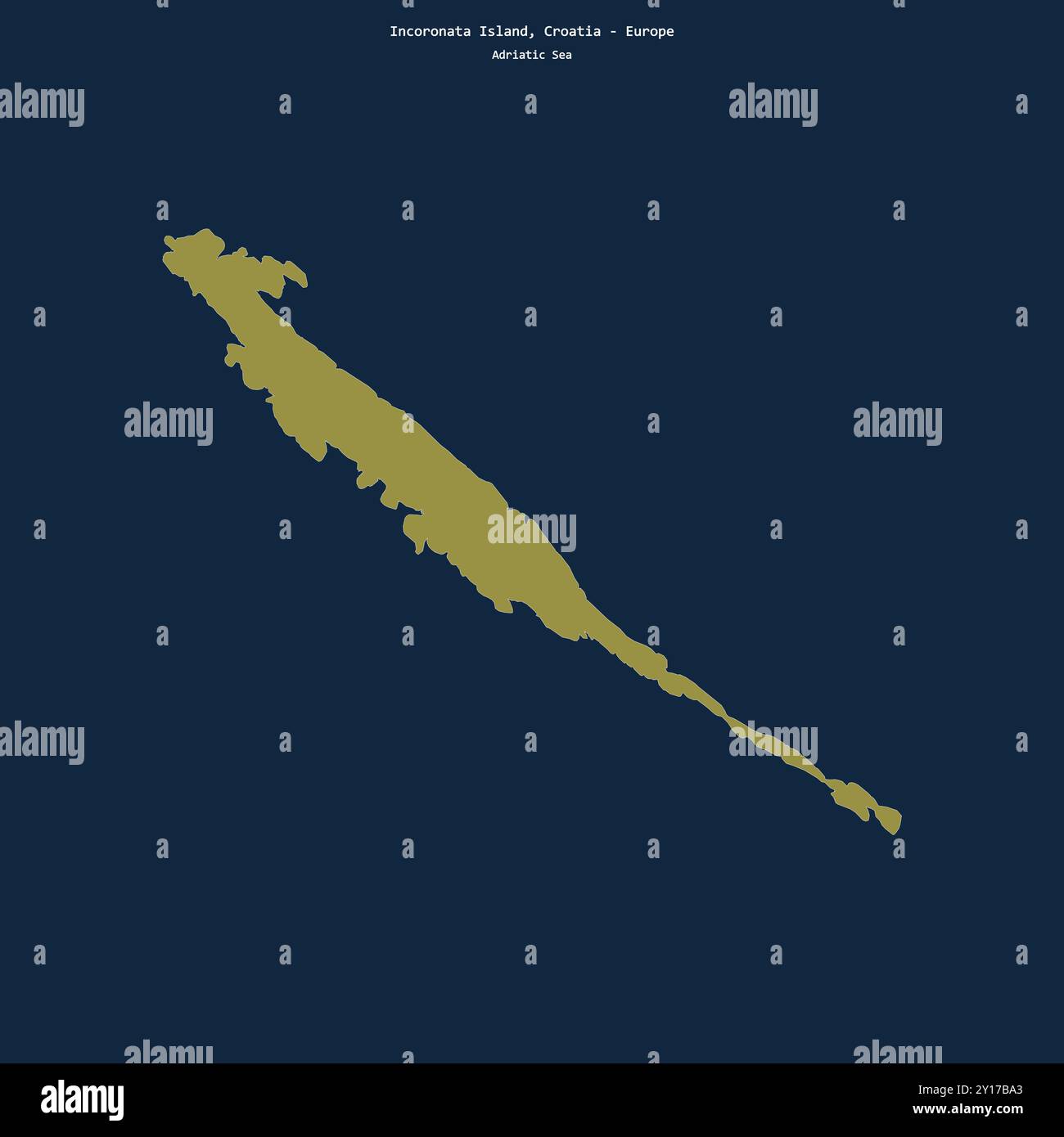 Forma dell'isola Incoronata nel Mare Adriatico, appartenente alla Croazia Foto Stock