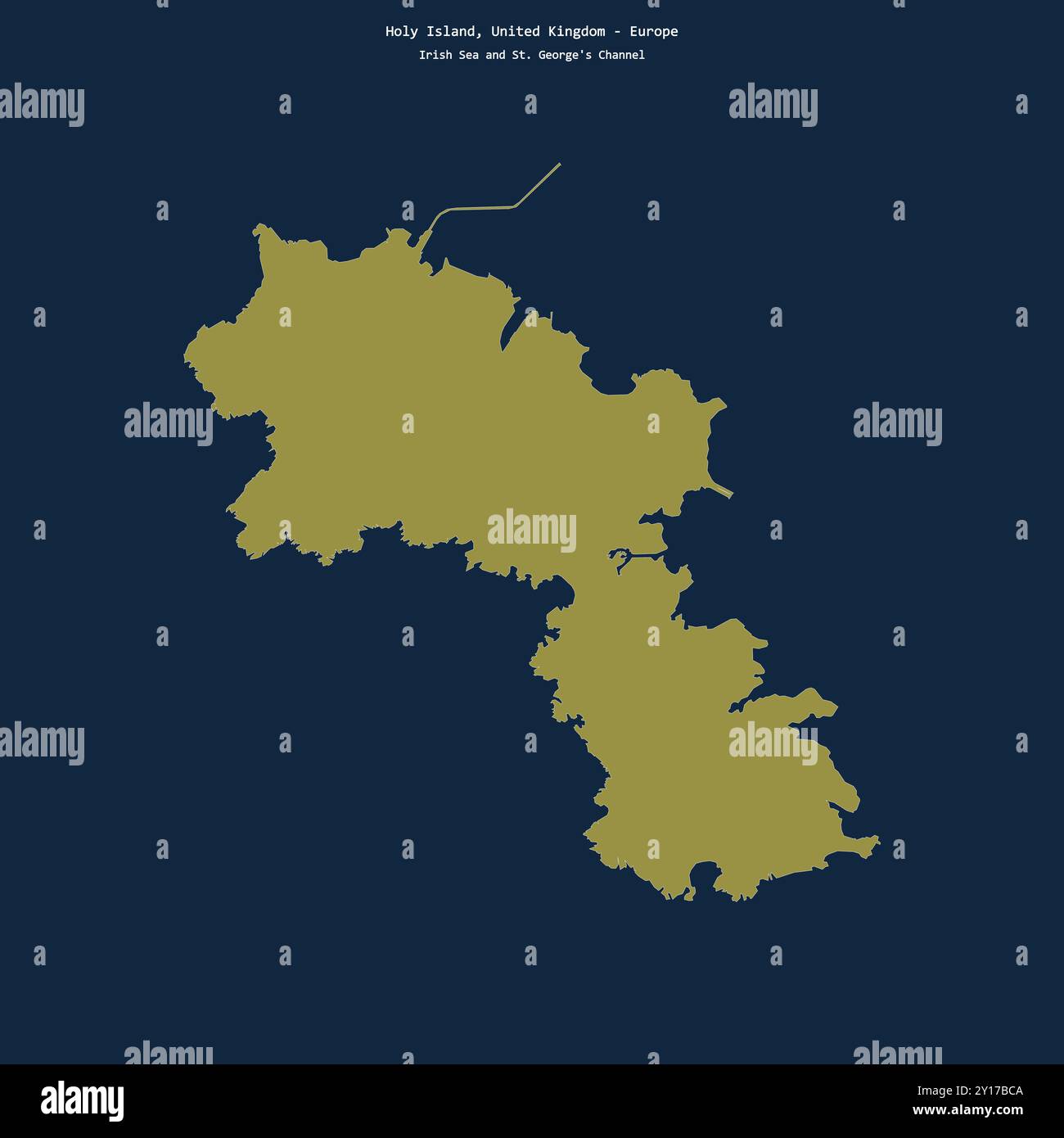 Forma dell'Isola Santa nel Mare d'Irlanda e del Canale di San Giorgio, appartenente al Regno Unito Foto Stock