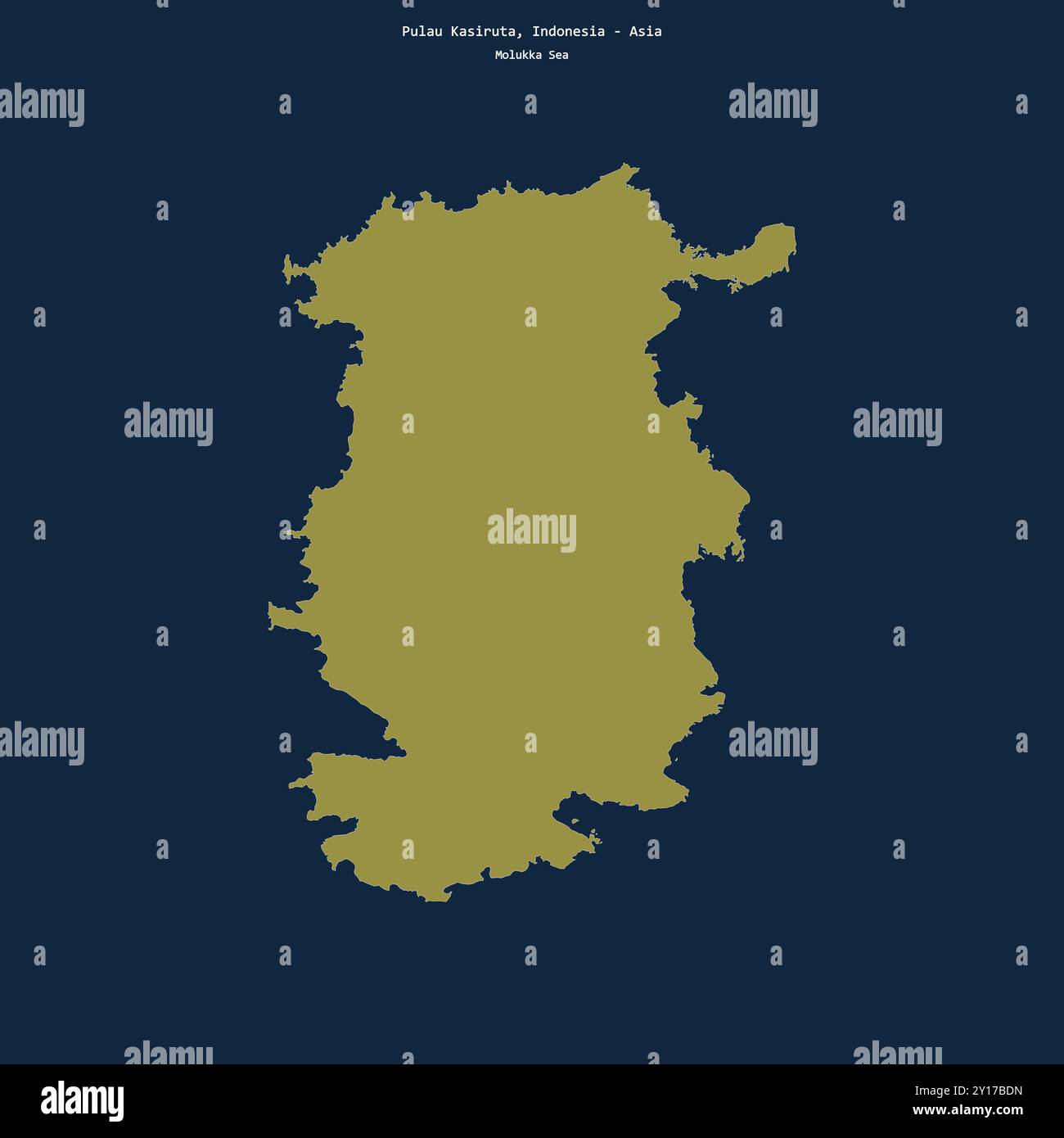 Forma di Pulau Kasiruta nel Mare delle Molukka, appartenente all'Indonesia Foto Stock