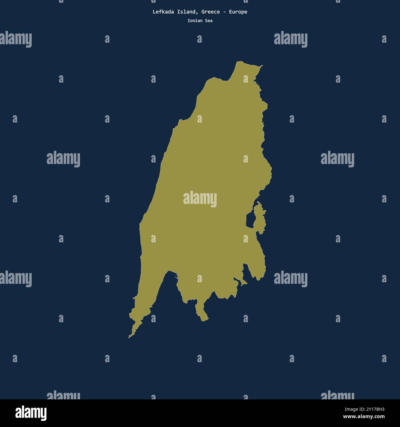 Forma dell’isola di Lefkada nel Mar Ionio, appartenente alla Grecia Foto Stock