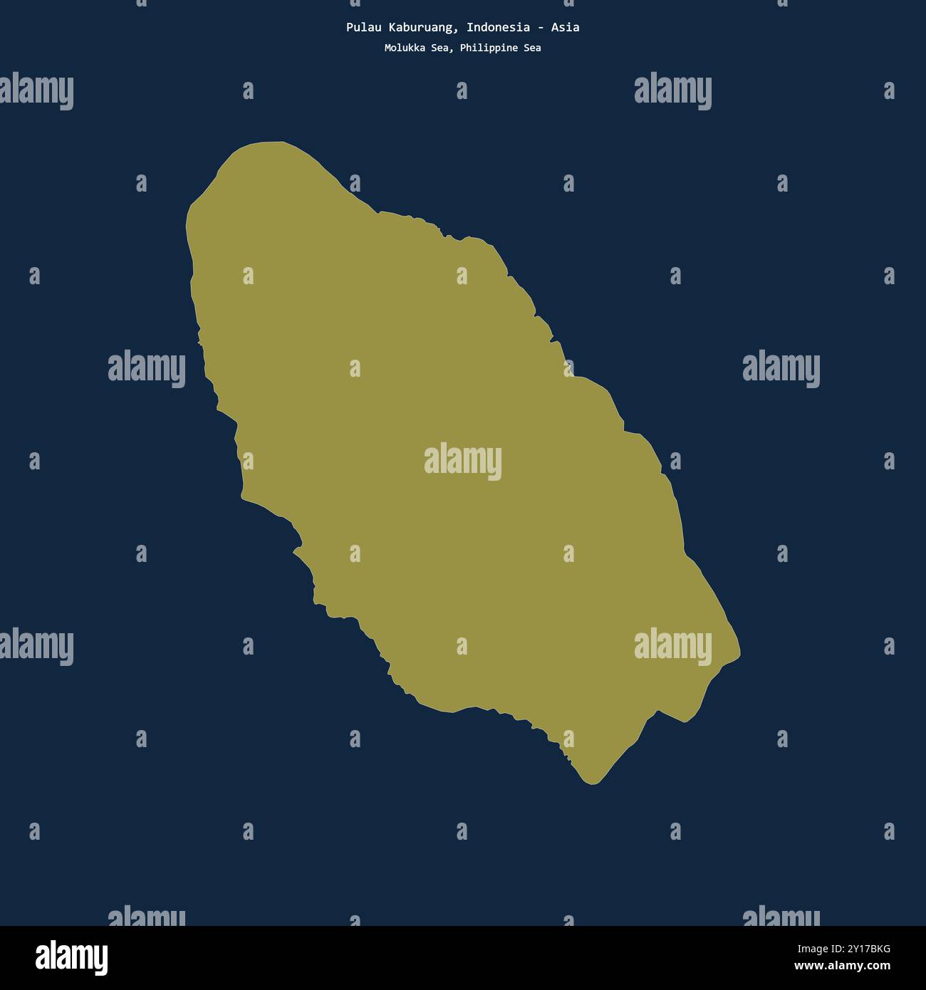 Forma di Pulau Kaburuang nel Mare delle Molukka, appartenente all'Indonesia Foto Stock