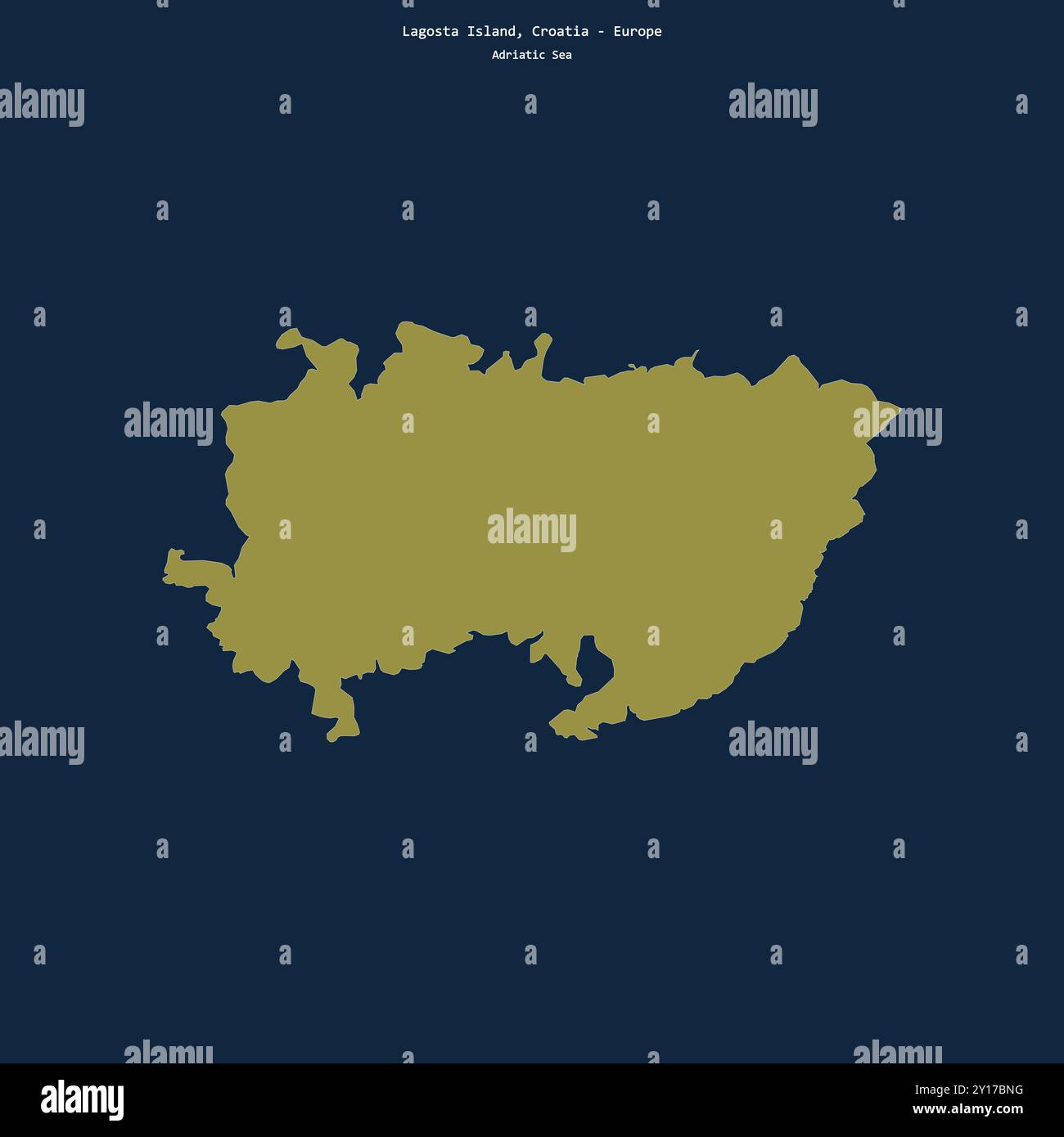 Forma dell'isola di Lagosta nel Mare Adriatico, appartenente alla Croazia Foto Stock
