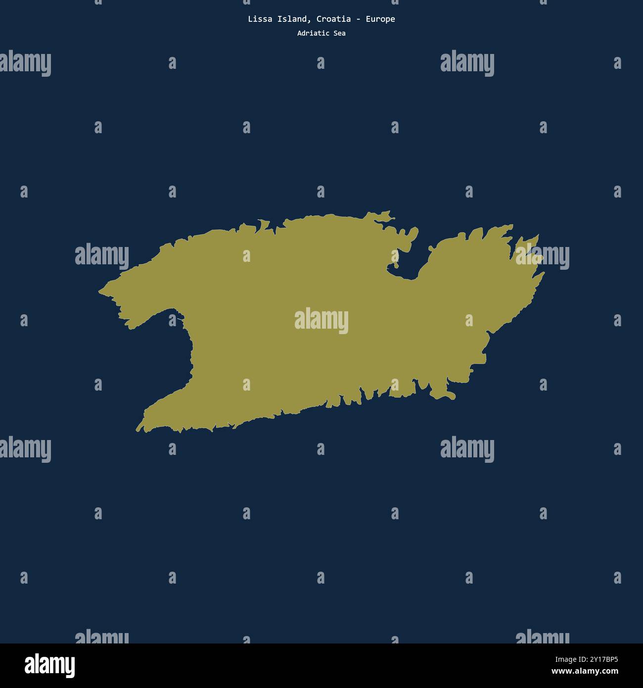 Forma dell'isola di Lissa nel Mare Adriatico, appartenente alla Croazia Foto Stock