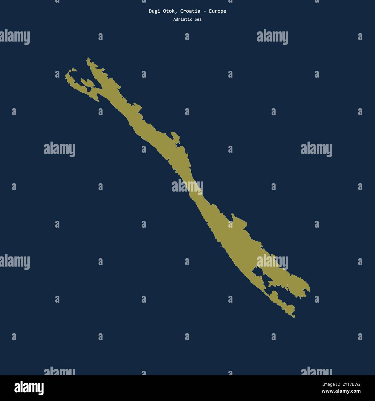 Forma di Dugi Otok nel Mare Adriatico, appartenente alla Croazia Foto Stock
