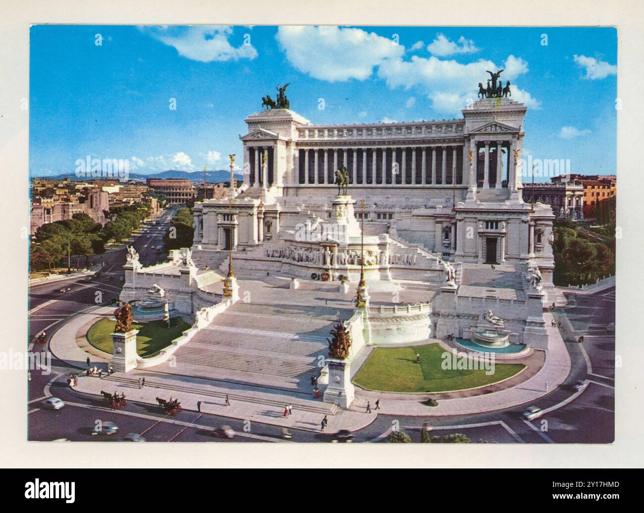 Monumento a Vittorio Emanuele II Cartolina d'epoca 1973, Roma Italia Foto Stock