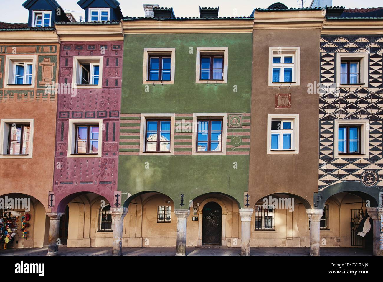 Case storiche colorate nel centro storico di Varsavia, Polonia Foto Stock
