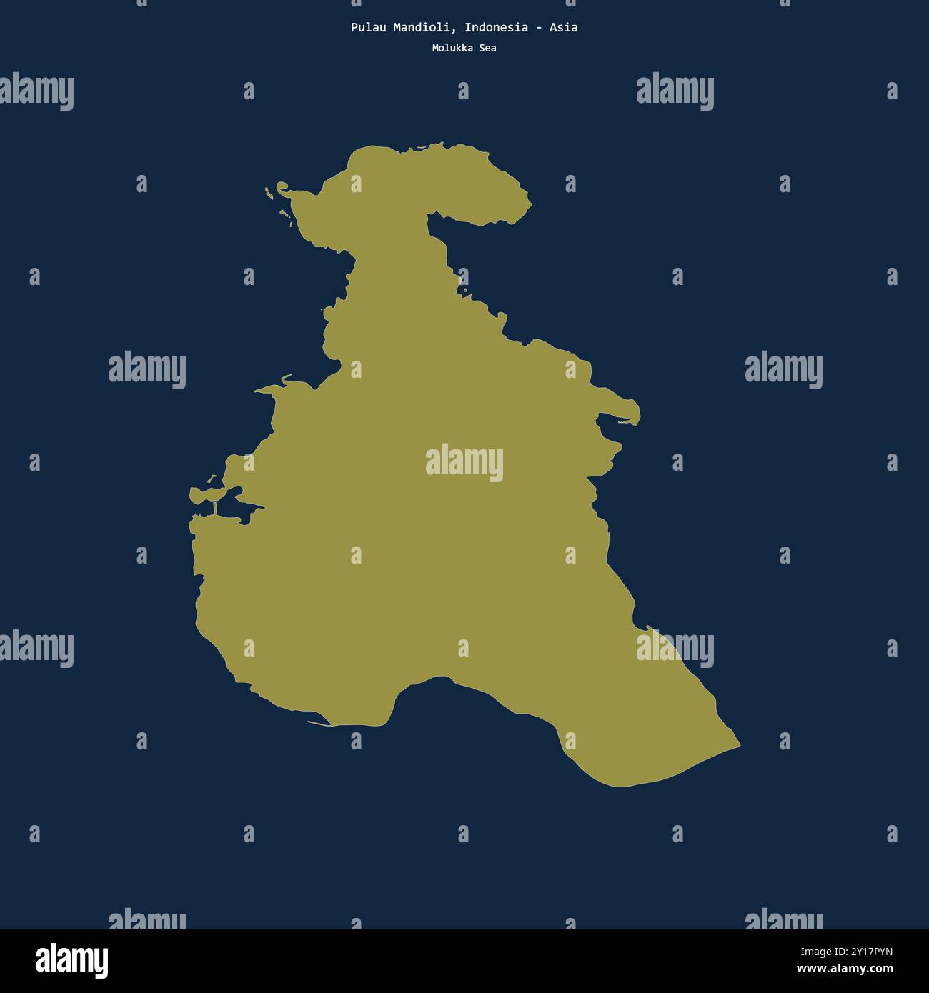Forma di Pulau Mandioli nel Mare delle Molukka, appartenente all'Indonesia Foto Stock