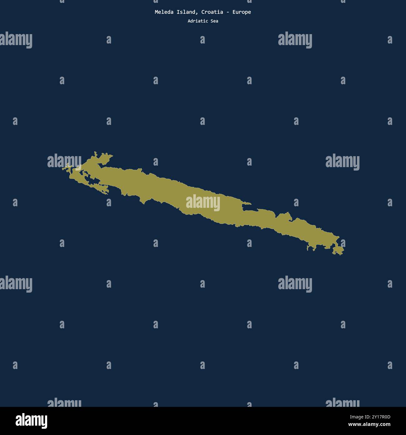 Forma dell'isola di Meleda nel Mare Adriatico, appartenente alla Croazia Foto Stock