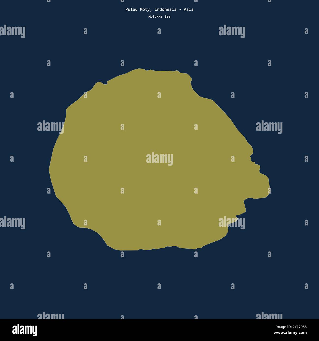 Forma di Pulau Moty nel Mare delle Molukka, appartenente all'Indonesia Foto Stock
